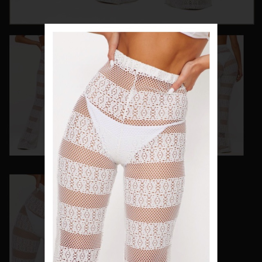 Prettylittlething Black Crochet Beach flare pants - Picture 1 of 7